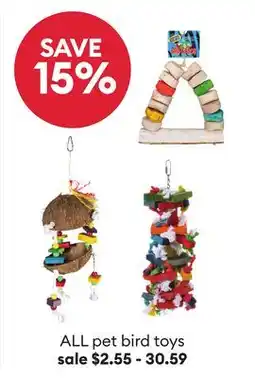 Petsmart ALL pet bird toys offer