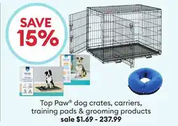 Petsmart Top Paw dog crates, carriers, training pads & grooming products offer