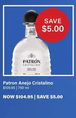 LCBO Patron Anejo Cristalino offer