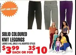Len's Mill Stores SOLID COLOURED KNIT LEGGINGS offer