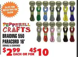Len's Mill Stores PEPPERELL CRAFTS BRAIDING 550 PARACORD 16' offer