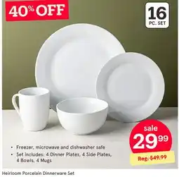 Kitchen Stuff Plus Heirloom Porcelain Dinnerware Set offer