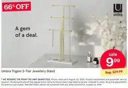 Kitchen Stuff Plus Umbra Trigem 3-Tier Jewellery Stand offer