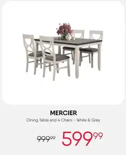 Meubles RD mercier - Dining Table and 4 Chairs - White & Grey offer