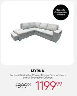 Meubles RD Myrna - Sectional Bed with a Chaise, Storage Compartments and an Extendable Ottoman offer