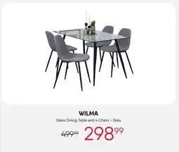 Meubles RD Wilma - Glass Dining Table and 4 Chairs - Grey offer