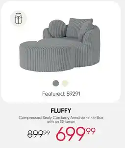 Meubles RD fluffy - Compressed Sealy Corduroy Armchair-in-a-Box with an Ottoman offer
