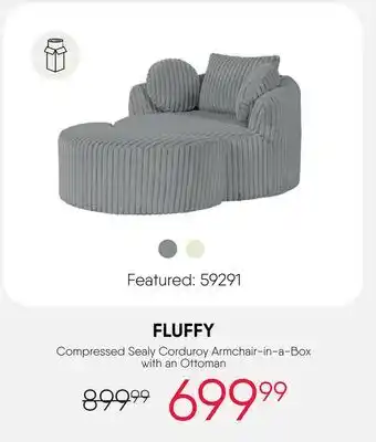 Meubles RD fluffy - Compressed Sealy Corduroy Armchair-in-a-Box with an Ottoman offer