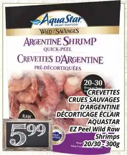 Supermarché PA CREVETTES CRUES SAUVAGES D'ARGENTINE DÉCORTICAGE ÉCLAIR AQUASTAR EZ Peel Wild Raw Shrimps offer