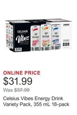 Costco Celsius Vibes Energy Drink Variety Pack, 355 mL 18-pack offer