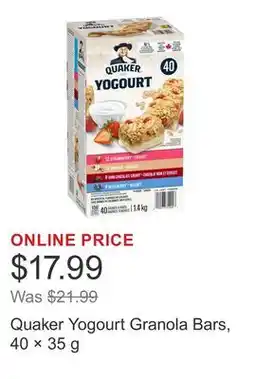 Costco Quaker Yogourt Granola Bars, 40 × offer