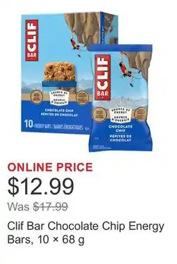 Costco Clif Bar Chocolate Chip Energy Bars, 10 × offer