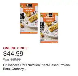 Costco Dr. Isabelle PhD Nutrition Plant-Based Protein Bars, Crunchy Caramel offer