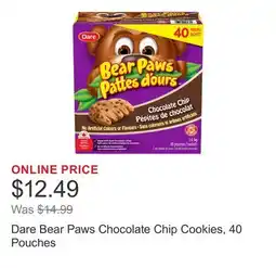 Costco Dare Bear Paws Chocolate Chip Cookies, 40 Pouches offer