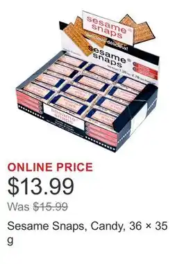 Costco Sesame Snaps, Candy, 36 × offer