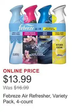 Costco Febreze Air Refresher, Variety Pack, 4-count offer