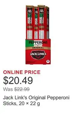 Costco Jack Link's Original Pepperoni Sticks, 20 × offer