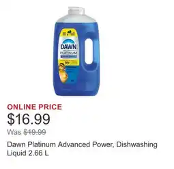 Costco Dawn Platinum Advanced Power, Dishwashing Liquid offer