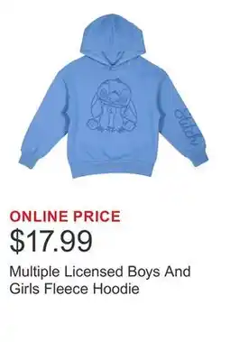 Costco Multiple Licensed Boys And Girls Fleece Hoodie offer