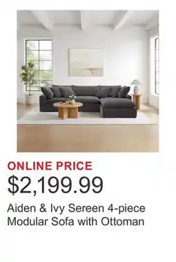 Costco Aiden & Ivy Sereen 4-piece Modular Sofa with Ottoman offer
