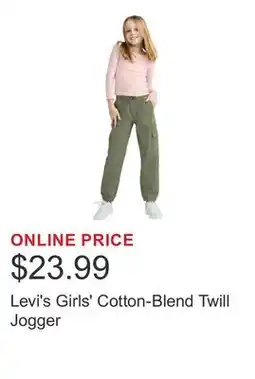 Costco Levi's Girls' Cotton-Blend Twill Jogger offer