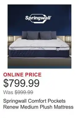 Costco Springwall Comfort Pockets Renew Medium Plush Mattress offer