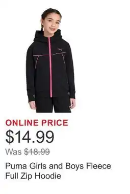 Costco Puma Girls and Boys Fleece Full Zip Hoodie offer