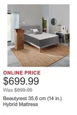 Costco Beautyrest 35.6 cm (14 in.) Hybrid Mattress offer