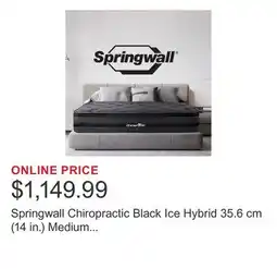 Costco Springwall Chiropractic Black Ice Hybrid 35.6 cm (14 in.) Medium Plush Mattress offer