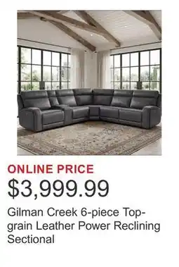 Costco Gilman Creek 6-piece Top-grain Leather Power Reclining Sectional offer