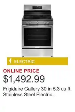 Costco Frigidaire Gallery 30 in 5.3 cu ft. Stainless Steel Electric 5-Burner Range with Total Convection offer