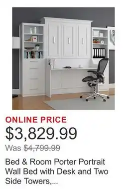 Costco Bed & Room Porter Portrait Wall Bed with Desk and Two Side Towers, Queen offer