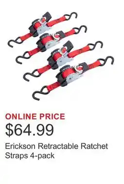 Costco Erickson Retractable Ratchet Straps 4-pack offer