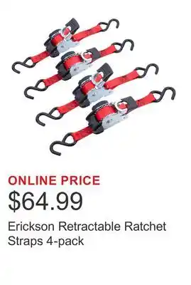 Costco Erickson Retractable Ratchet Straps 4-pack offer