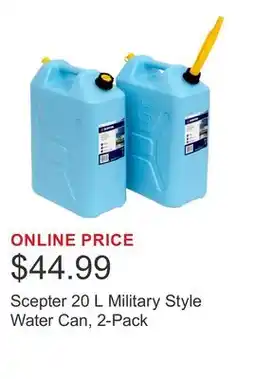 Costco Scepter 20 L Military Style Water Can, 2-Pack offer