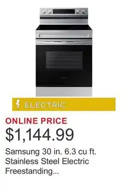 Costco Samsung 30 in. 6.3 cu ft. Stainless Steel Electric Freestanding Range with Air Fry offer