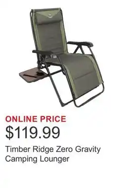 Costco Timber Ridge Zero Gravity Camping Lounger offer