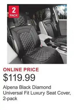 Costco Alpena Black Diamond Universal Fit Luxury Seat Cover, 2-pack offer