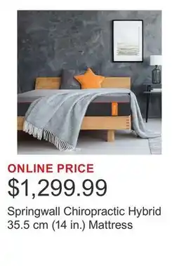 Costco Springwall Chiropractic Hybrid 35.5 cm (14 in.) Mattress offer