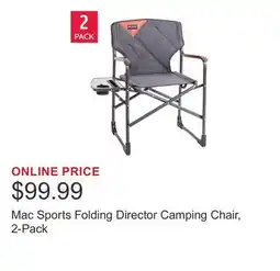 Costco Mac Sports Folding Director Camping Chair, 2-Pack offer