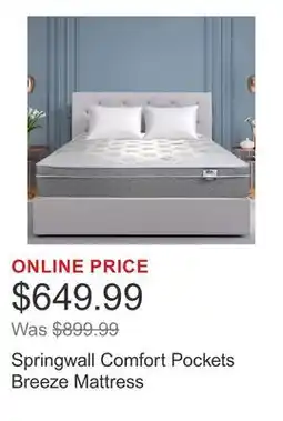 Costco Springwall Comfort Pockets Breeze Mattress offer
