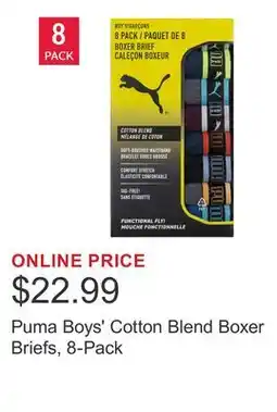 Costco Puma Boys' Cotton Blend Boxer Briefs, 8-Pack offer