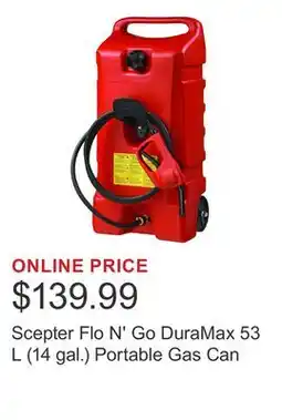 Costco Scepter Flo N' Go DuraMax 53 L (14 gal.) Portable Gas Can offer