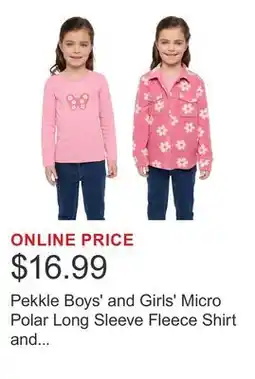 Costco Pekkle Boys' and Girls' Micro Polar Long Sleeve Fleece Shirt and Tee, 2-piece offer
