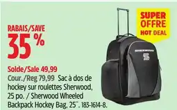Canadian Tire Sherwood Wheeled Backpack Hockey Bag, 25˝ offer