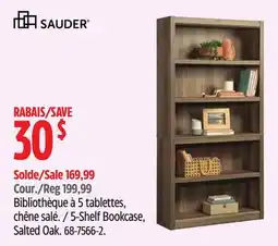 Canadian Tire Sauder 5-Shelf Bookcase, Salted Oak offer