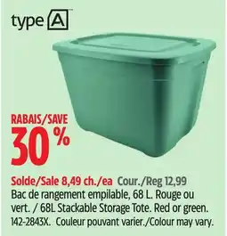 Canadian Tire 68L Stackable Storage Tote. Red or green offer