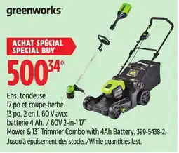 Canadian Tire Mower & 13 Trimmer Combo with 4Ah Battery offer