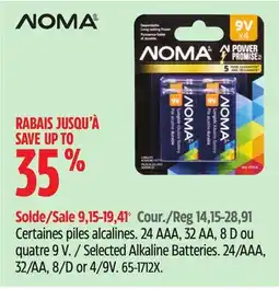 Canadian Tire Noma Selected Alkaline Batteries offer