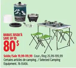 Canadian Tire Selected Camping Equipment offer